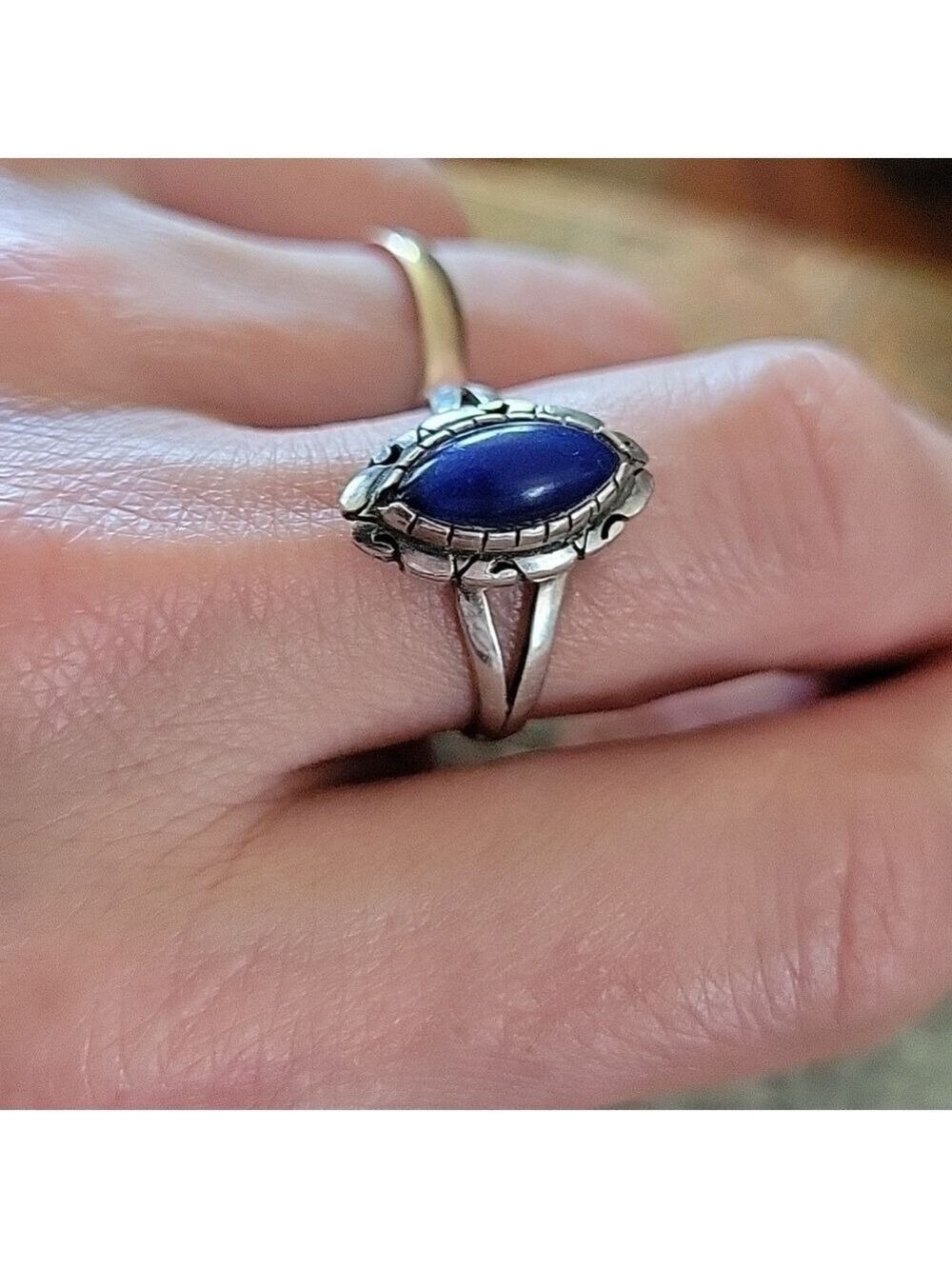 Sterling & Marquis Lapis Mexican Ring Hallmarked